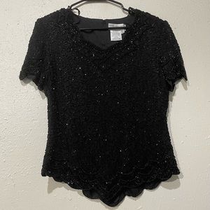 Papell Boutique black sequenced dress shirt